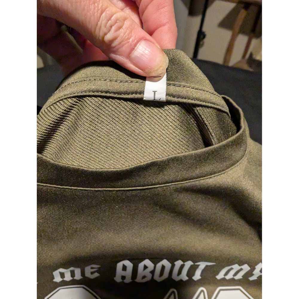 Ask Me About My ADHD Squirrel Graphic Long Sleeve Tee Olive Green Mens Large - Picture 4 of 6